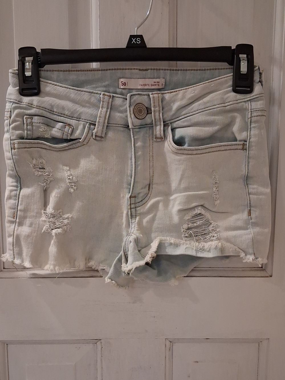 SO Light Wash Distressed Denim Shorts